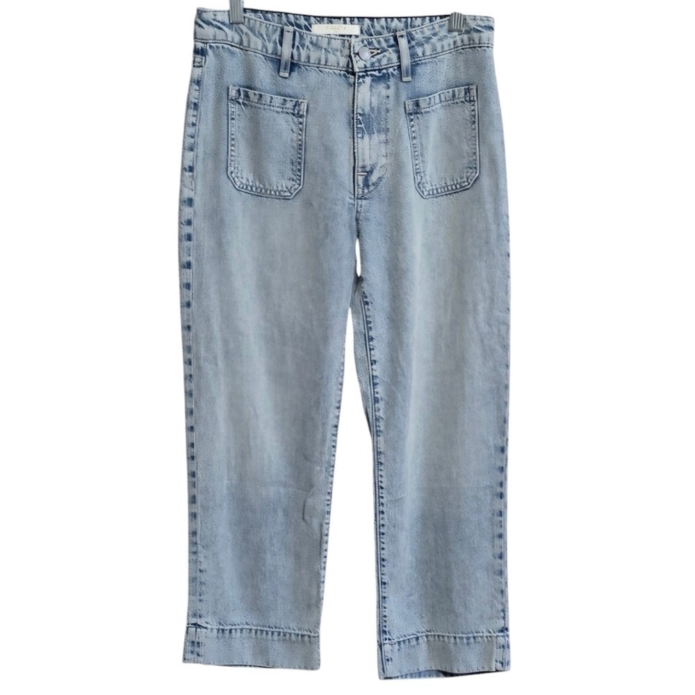 Fidelity Daisy Cayman Blue Light Wash Cropped Denim Jeans Size 26 Small USA